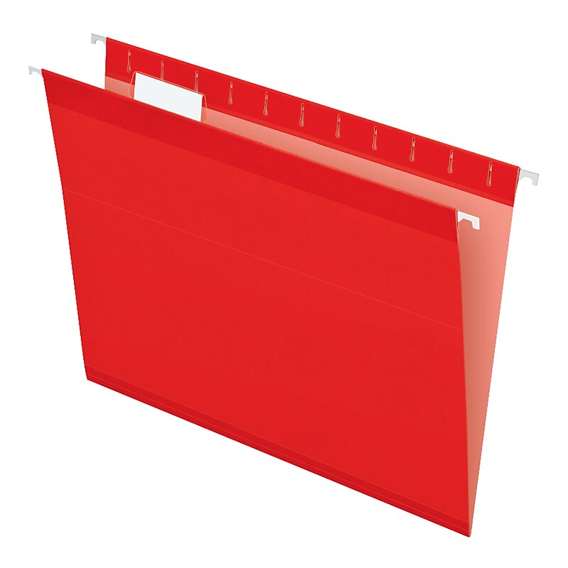 Pendaflex Reinforced Hanging File Folders, 1/5 Tab, Letter Size, Red, 25/Box (04152 1/5 RED) image 1