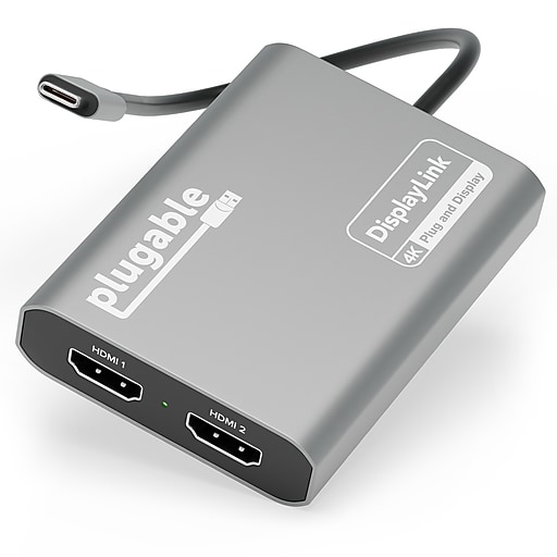 Plugable Dual Monitor USBC to HDMI Adapter (USBC6950M) Staples