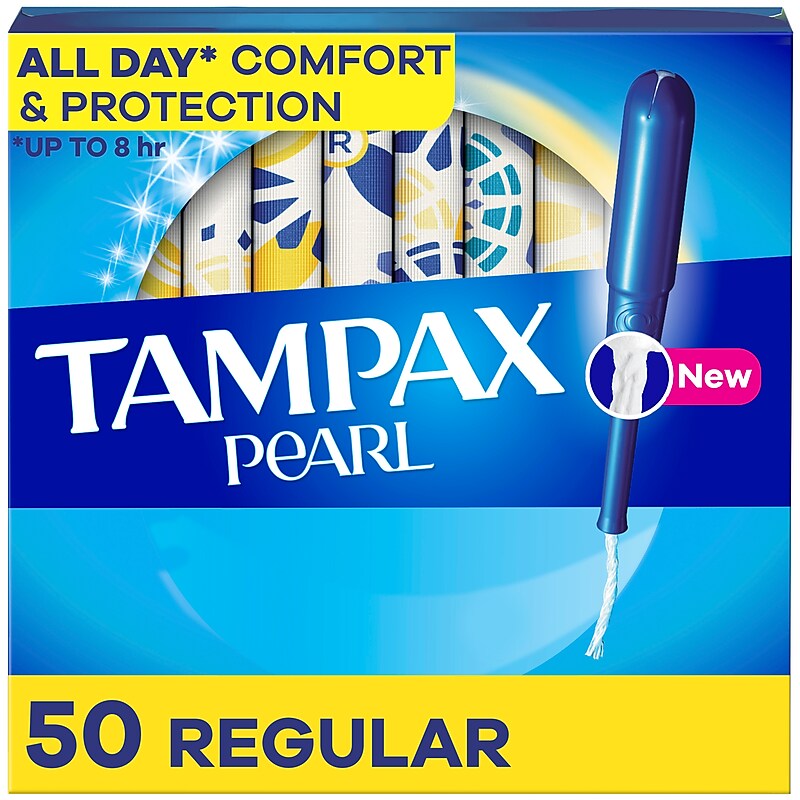Tampax Pearl Regular Absorbency Tampons, Plastic Applicator, 50/Pack (71135) image 1