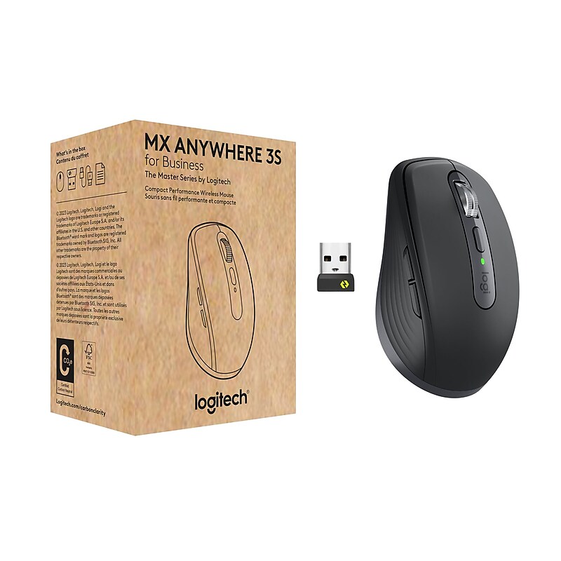 Logitech MX Anywhere 3S for Business Wireless Optical USB Mouse, Graphite (910-006956) image 1