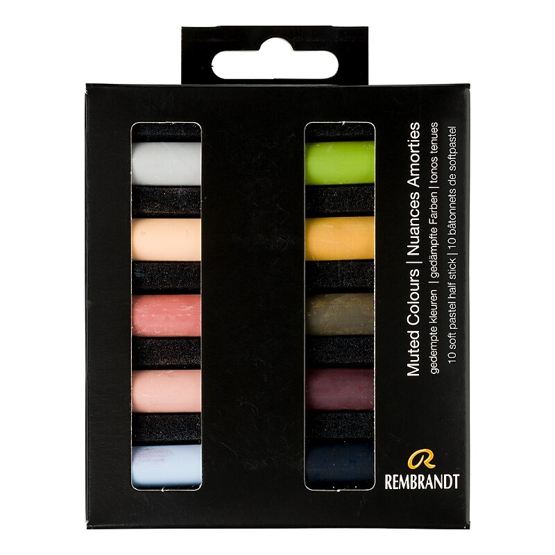 Rembrandt Soft Half Stick Pastel Muted Colors Micro Set, Assorted Colors, 10/Set (RBX31821005) image 1