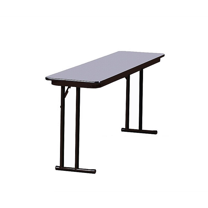 Correll 96-inch Metal, Particle Board & Laminate Seminar Off Set Leg Folding Table, Gray Granite image 1