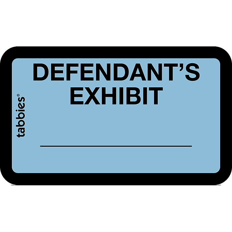 Tabbies Defendant's Exhibit Pre-Printed Labels, 1" x 1-5/8", Blue, 252 Labels/Pack (58093) image 1