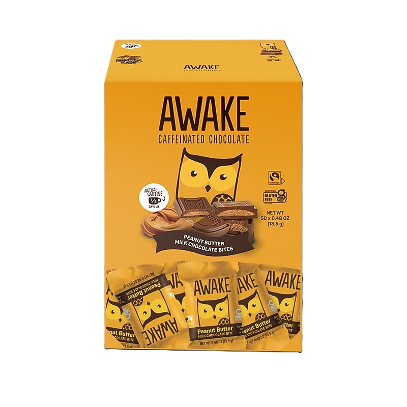 Awake Caffeinated Peanut Butter Milk Chocolate Bites, 0.58 oz., 50 Bites/Box (00460U) image 1
