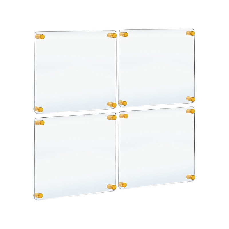 Azar Sign Holder, 16" x 16", Wall Mounted, Gold Acrylic, 4/Pack (105520-GLD-4PK) image 1