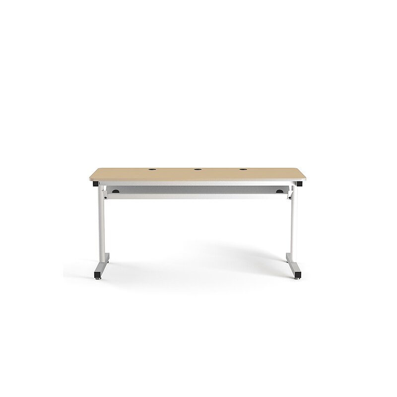 VersaDesk 60"W Basic Computer Table, Maple/White (BCT6024-WM) image 1