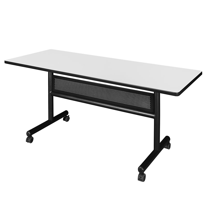 Regency Kobe 60"W x 24"D Foldable Training Room Table, Laminate, With Wheels, White (MKFTM6024WH) image 1