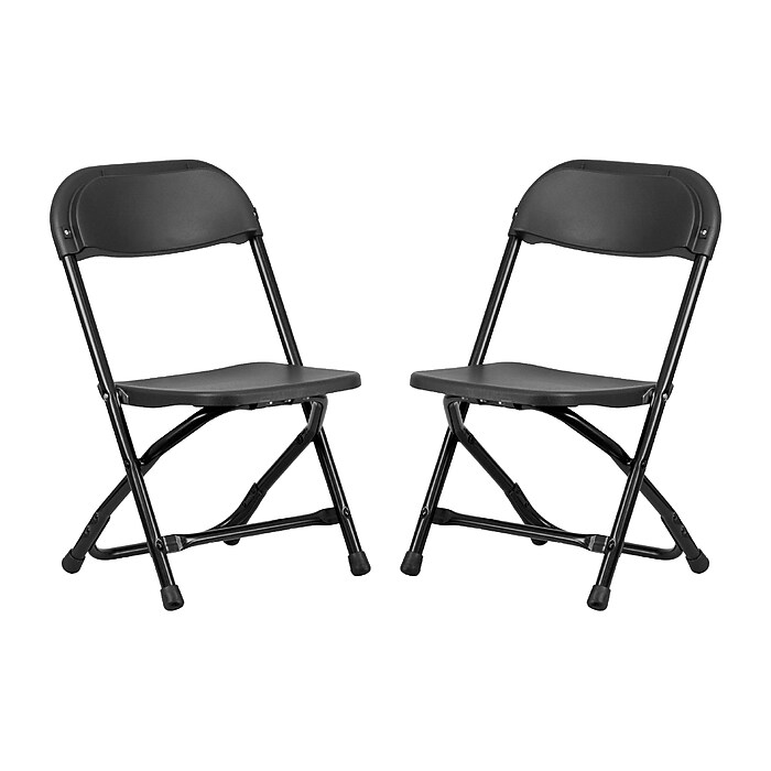 Flash Furniture Plastic Kids Folding Chair, Black, 2 Pieces (2YKIDBK)