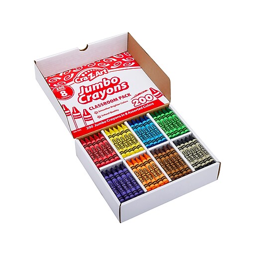 Cra-Z-Art Jumbo Crayons, Assorted Colors, 200/Pack (74006-1) | Staples