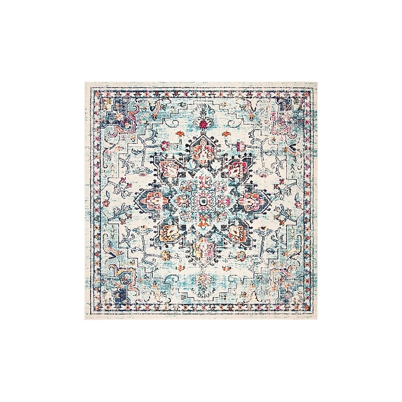 Safavieh Madison Collection 4' x 4' Square Indoor Area Rug, Machine Made, Cream/Blue (MAD473B-4SQ) image 1