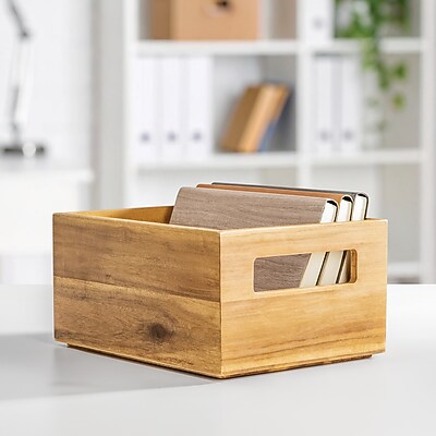 iDESIGN Small Stackable Wood Storage Bin - Thumbnail 2