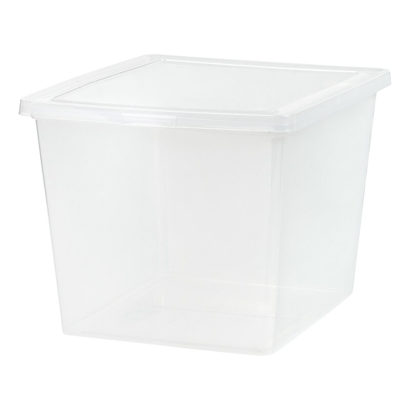 Iris 36 Quart Snap Top Plastic Snap Closure Storage Bin, Clear, 6/Pack (585105) image 1
