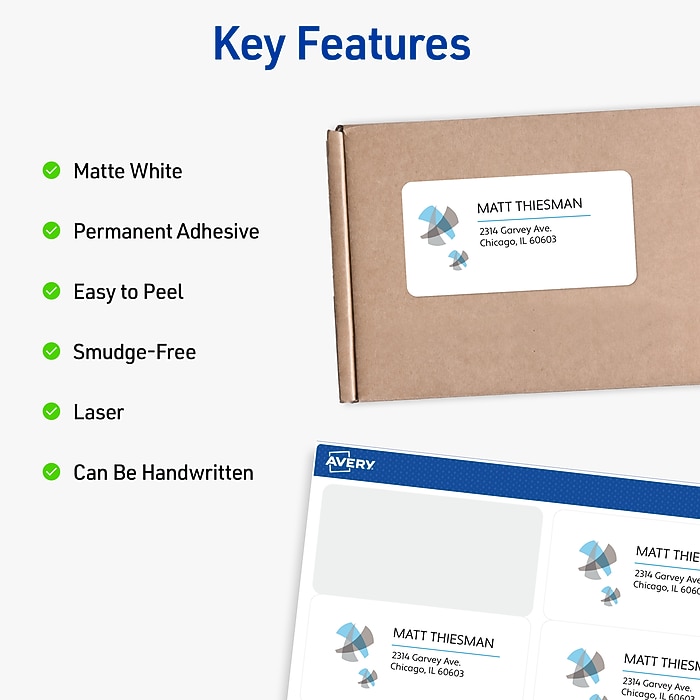 Avery TrueBlock Laser Shipping Labels, 8.5