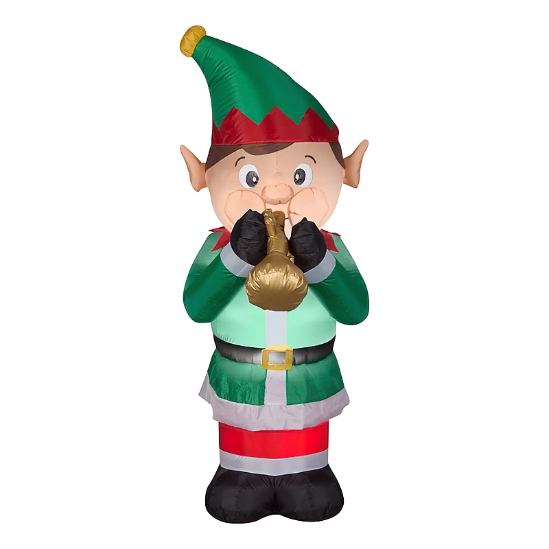 National Tree Company 6' Inflatable Trumpet Playing Elf (GE9-118906-1) image 1