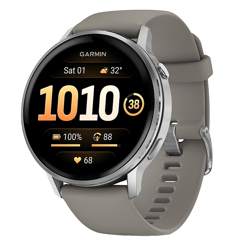 Garmin Venu 4 Fitness Smartwatch, GPS, 45mm, Silver Gray Silicone Band (010-03014-01) image 1