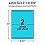 Avery Printable Rectangle Multipurpose Labels, 5" x 8-1/8", Bright Blue, 160/Box (94259)~#|#~4C0A5174-36A2-4B55-BAD6AA05D891D5CF_sc7