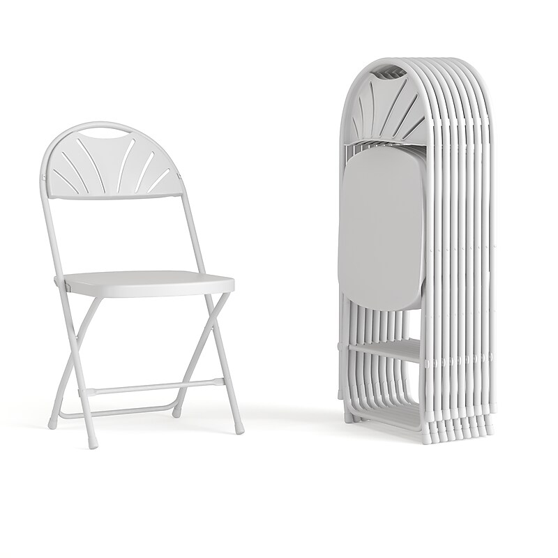 Flash Furniture HERCULES™ Plastic Armless Folding Chair With Fan Back, White, 40/Pack (40LEL4WHITE) image 1