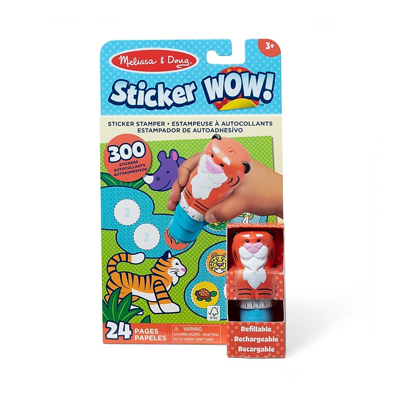 Melissa & Doug Sticker WOW! Activity Pad and Sticker Stamper, Tiger, 8/Pack (32014) image 1