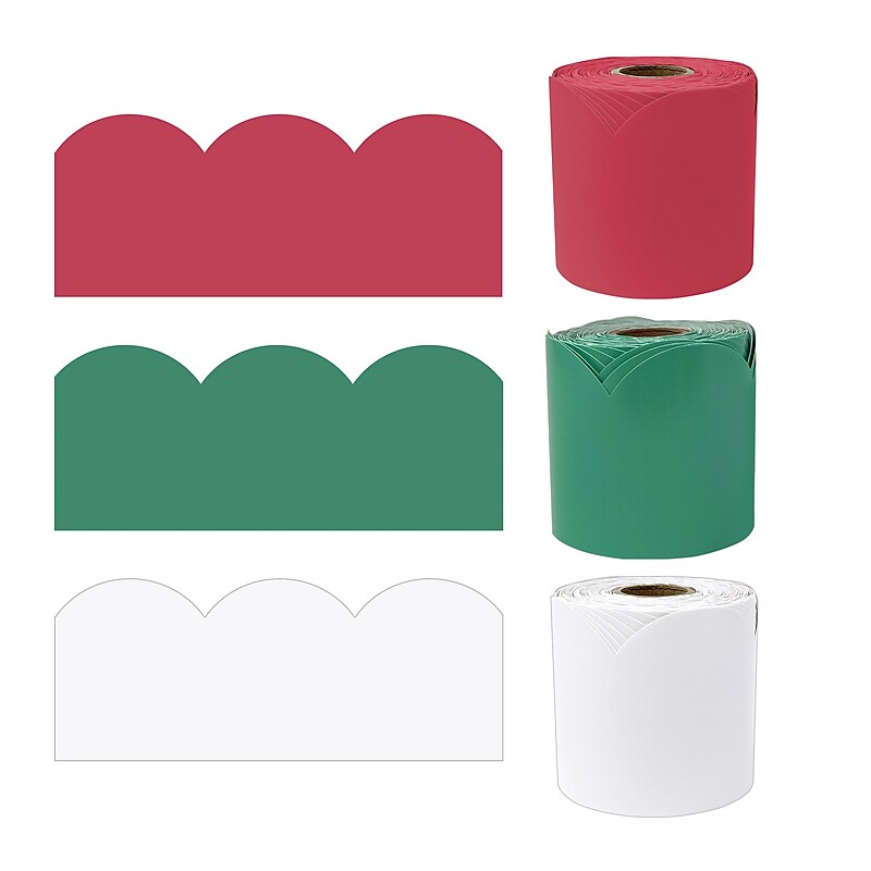 Carson Dellosa Education Rolled Borders Set, 3" x 65', Merry & Bright Holiday (145432) image 1