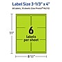 Avery Rectangle Multipurpose Labels, 3-1/3" x 4", Bright Green, 60/Pack (94215)~#|#~4C1DCA09-DCD3-42F7-BA7B64DC0675CC37_sc7