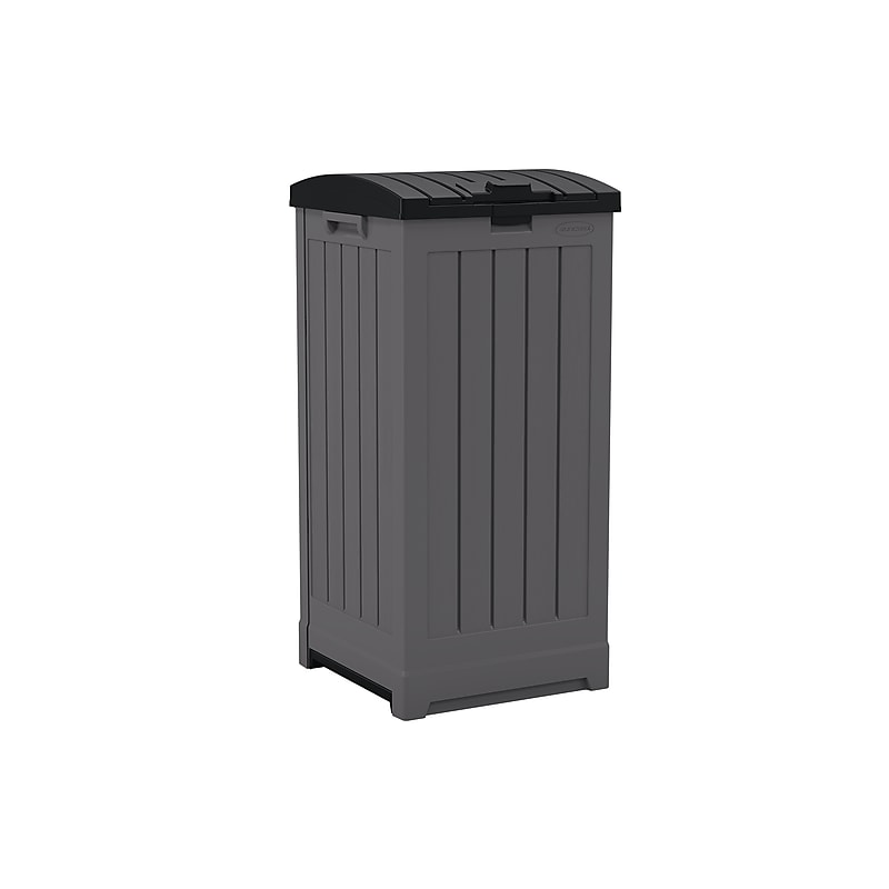 Suncast Resin Trash Can with Lid, 39 Gallon, Peppercorn and Black (GH3900) image 1