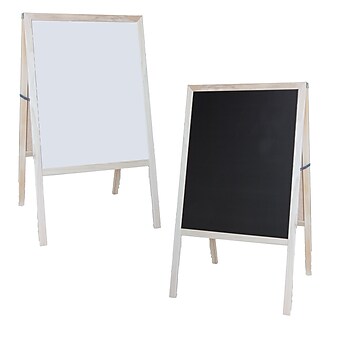 Flipside Dry-Erase/Chalkboard Marquee Easel, 42", White/Black/Natural Wood (31200)