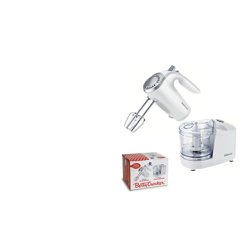 Betty Crocker 2-Piece Combo Set Hand Mixer & Food Chopper, White (BC-7222W) image 1