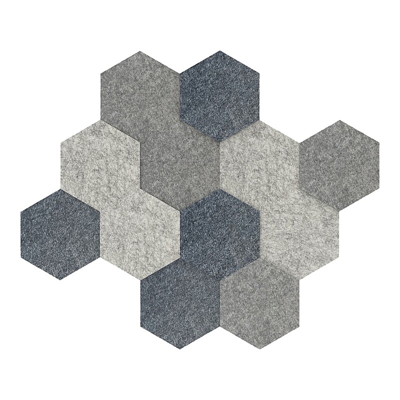 Luxor Reclaim Stick-On Decorative Acoustic Panels, 11"H x 9.5"W, Ocean Foam Combo PET, 12/Pack (RCLMHEX001) image 1