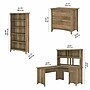 Bush Furniture Salinas 60"W L Shaped Desk with Hutch, Lateral File Cabinet and 5 Shelf Bookcase, Reclaimed Pine (SAL007RCP)~#|#~4C3653AB-E93E-4873-9EB9E13359F7E2ED_sc7