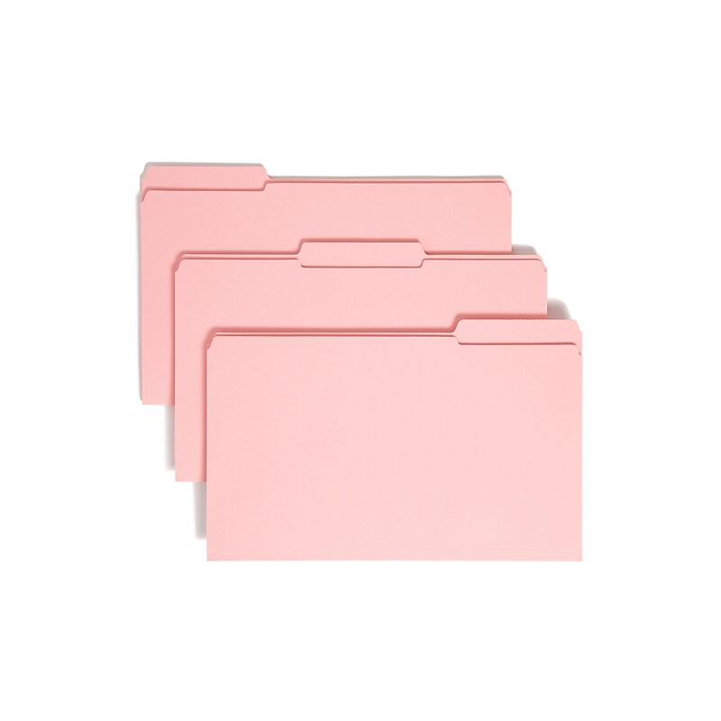Smead File Folder, Reinforced 1/3-Cut Tab, Legal Size, Pink, 100/Box (17634) image 1