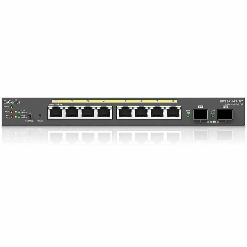 EnGenius Fit 8-Port Gigabit Ethernet PoE Managed Switch, 20 Gbps, Black (EWS2910FP-FIT) image 1