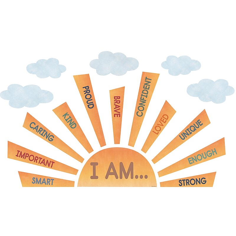 Teacher Created Resources Moving Mountains Road Trip Sun Positive Affirmations Bulletin Board Set, 17/Set (TCR9223) image 1
