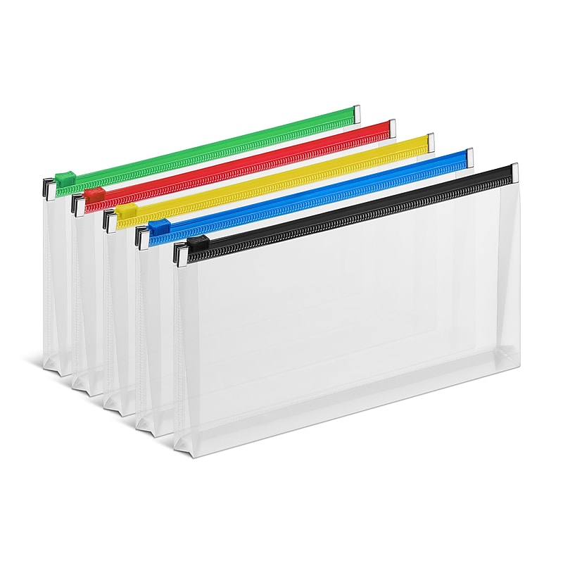 Staples Plastic File Pocket, Check Size, Assorted Colors, 5/Pack (TR51840) image 1