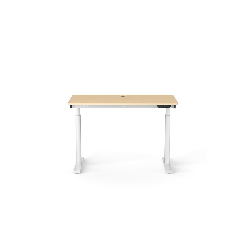 VersaDesk PowerLift 48"W Electric Rectangular Adjustable Standing Desk, Maple/White (PLSDR4824-WM-APP) image 1