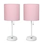 Creekwood Home Oslo Duo 19.5" LED Table Lamp with USB Port, White Base/Light Pink Shade, 2/Set (CWT-2011-PO-2PK)~#|#~4C4DE20B-2670-4DCE-A4C7119F6D584853_sc7