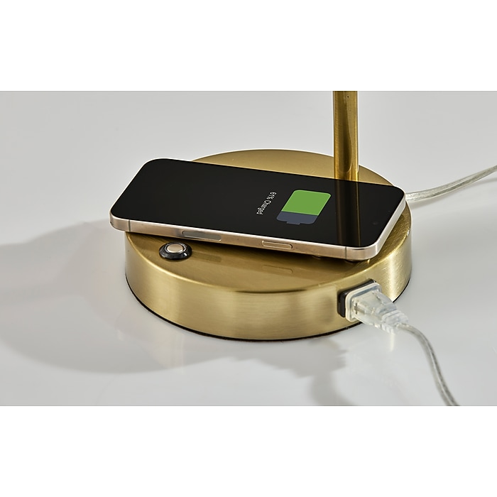 Adesso Dax LED Wireless Charging Desk Lamp, Antique Brass (2611-21