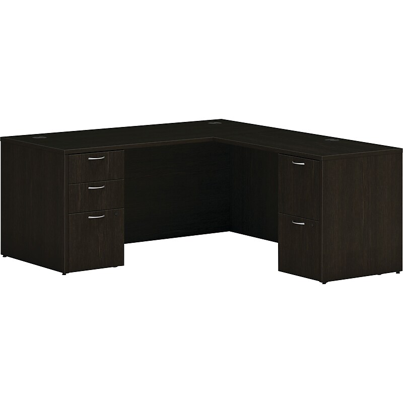 HON Mod 66"W L-Shaped Double-Pedestal Desk, Java Oak (HLPL6672LDESKJA1) image 1