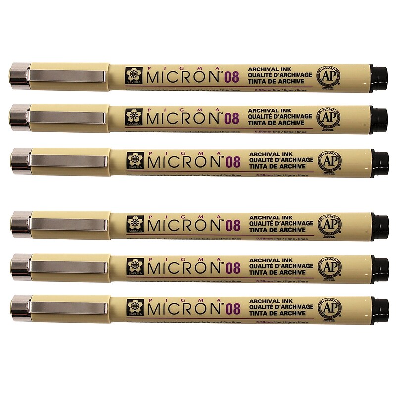 Sakura Pigma Micron Pen , Fineliner, Black Ink, 6/Pack (SAKXSDK0849-6) image 1