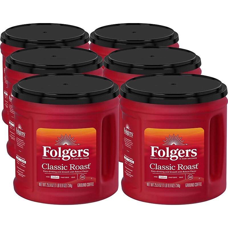 Folgers Classic Roast Ground Coffee, Medium Roast, 25.9 oz., 6/Carton (2550030407CT) image 1