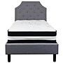 Flash Furniture Brighton Tufted Upholstered Platform Bed in Light Gray Fabric with Pocket Spring Mattress, Twin (SLBM9)~#|#~4C68C711-DBBD-436E-8BF4138F92DBF594_sc7