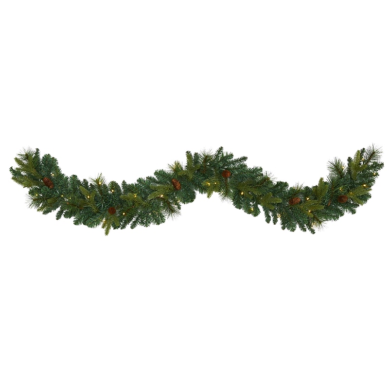 Nearly Natural Mixed Pine and Pinecone Artificial Garland, 6' (W1107) image 1