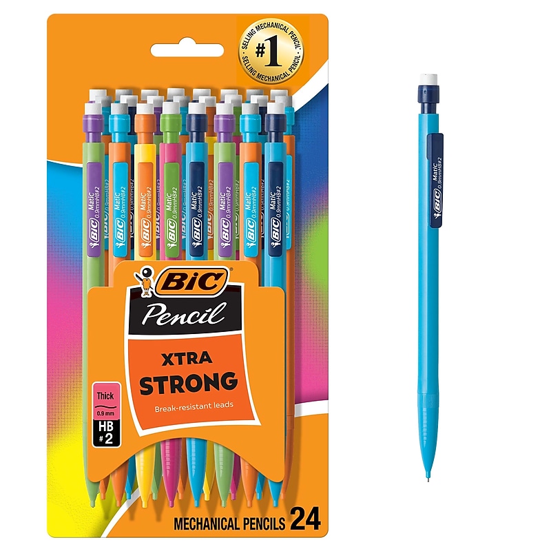 BIC Xtra Strong Mechanical Pencils, 0.9mm, #2 Hard Lead, 24/Pack (MPLWP241-BLK) image 1