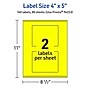 Avery Laser/Inkjet Rectangle Multipurpose Labels, 4" x 5", Neon Yellow, 160/Box (94253)~#|#~4C788CF2-8A23-4955-9F08D8607C83ED9A_sc7