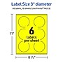 Avery Laser/Inkjet Round Multipurpose Labels, 3" Dia., Neon Yellow, 60/Pack (94513)~#|#~4C7FA3D6-D356-4530-AB690110F69FF7C4_sc7