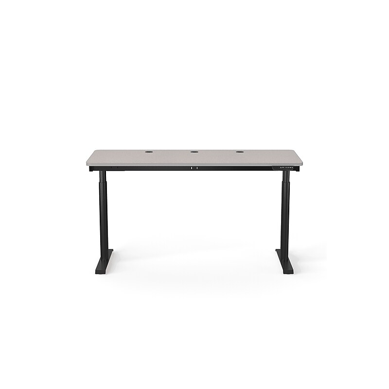 VersaDesk PowerLift 60"W Electric Rectangular Adjustable Standing Desk, Gray/Black (PLSDR6024-BG-APP) image 1