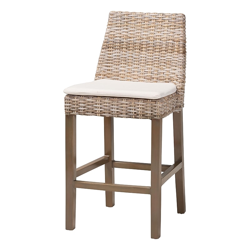 bali & pari Toby Bohemian Natural Rattan Counter Stool, Kubu Grey/Rustic Taupe (245-13715-HiT) image 1