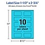 Avery Laser/Inkjet Multipurpose Rectangle Labels, 1.5" x 2.75", Bright Blue, 200/Pack (94230)~#|#~4C8E0F72-FB34-4C5C-ADE033CAAE79BF96_sc7