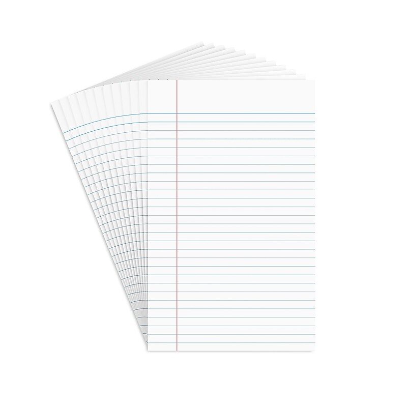 Staples Notepads, 5" x 8", Narrow Ruled, White, 50 Sheets/Pad, Dozen Pads/Pack (ST57330) image 1