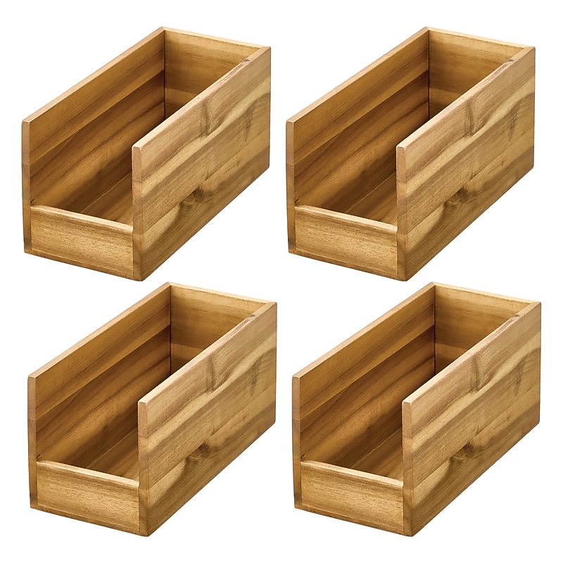 iDESIGN Small Stackable Wood Storage Bin, Natural, 4/Pack (28360M4) image 1