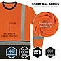 GloWear 8369BK High Visibility Long Sleeve Black Bottom T-Shirt, ANSI Type R Class 3, Orange, Medium (22223)~#|#~4C9B2C26-968D-4CF6-9589B457502457DA_sc7